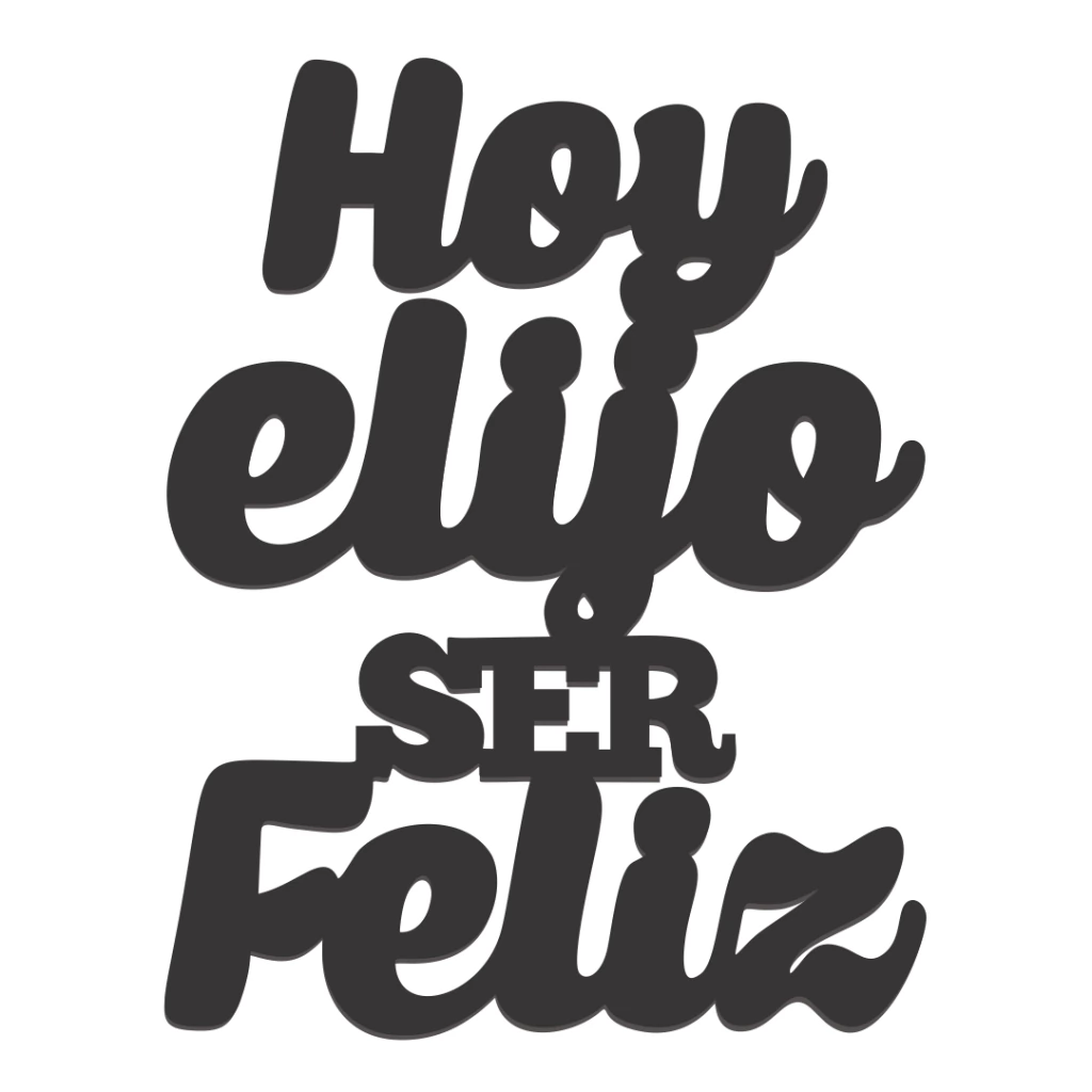 Hoy elijo ser Feliz de madera en color negro 25cmx19,5cm