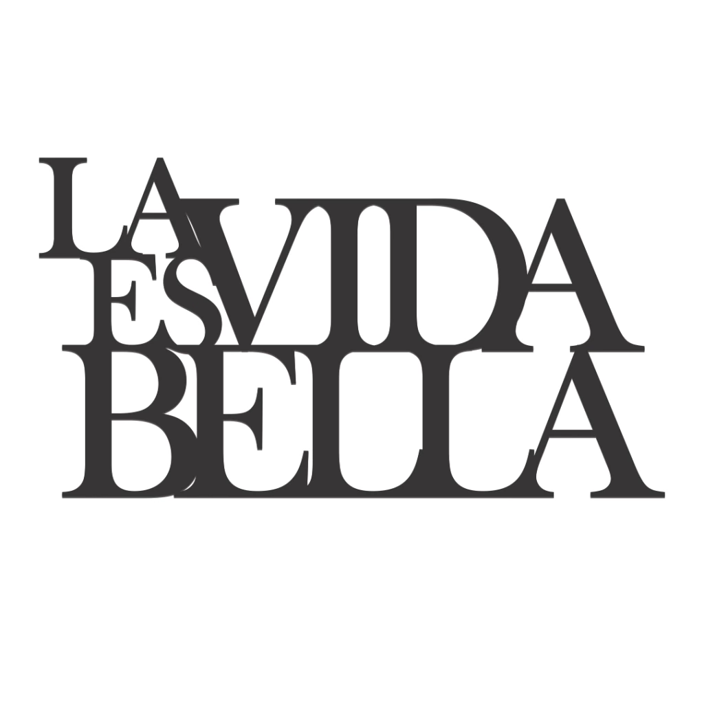 La vida es bella de madera color negro