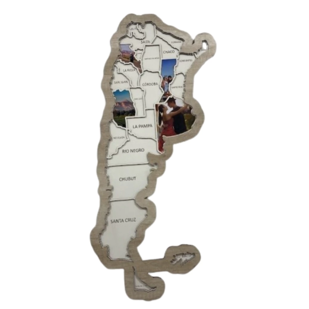 COMBO BASICO MAPA ROMPECABEZA DE ARGENTINA PARA RELLENAR CON FOTOS CON 3 FOTOS PERSONALIZADAS
