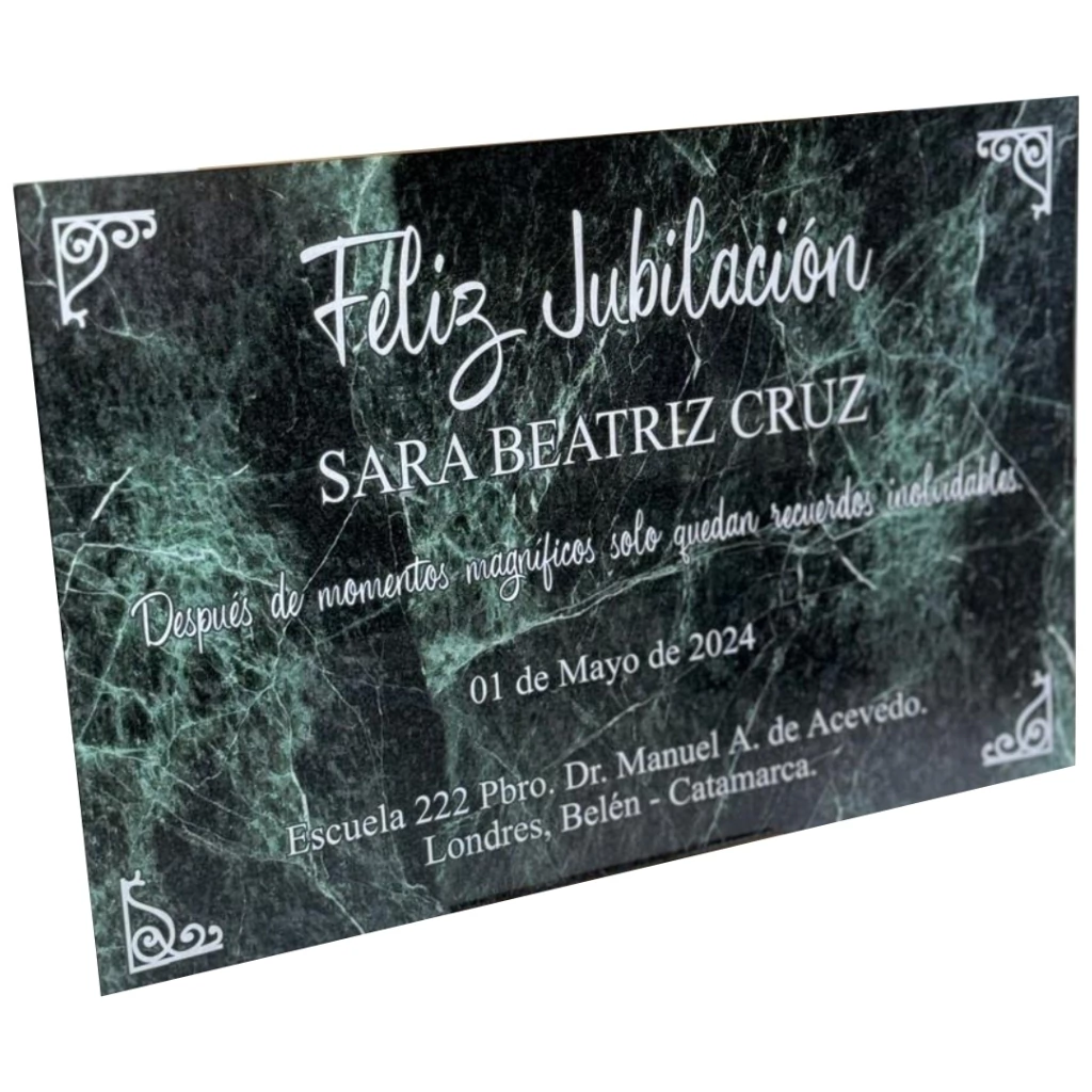 Placa de acrilico para profesionales/ aniversario / nicho