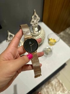 RELÓGIO ELEGANCE ROSE | MOSTRADOR PRETO | COLEÇÃO DAILY