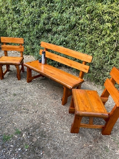 BANCOS RUSTICOS CON RESPALDO (MADERA) - comprar online