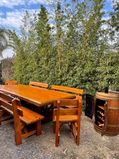 BANCOS RUSTICOS CON RESPALDO (MADERA) - Rusticamp