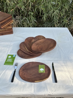 PLATOS DE ALGARROBO RÚSTICOS OVALADOS x 6 UNIDADES - Rusticamp
