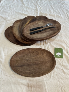 PLATOS DE ALGARROBO RÚSTICOS OVALADOS x 6 UNIDADES - comprar online