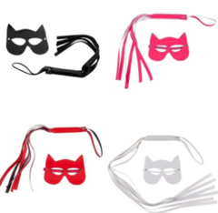 Kit Chicote Reforçado 40cm E Máscara Mulher Gato