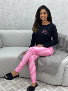 Pijama legging listra rosa - comprar online