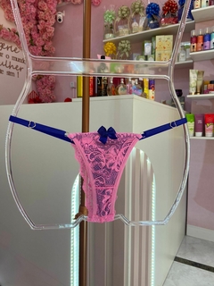 Calcinha Fio renda pantera com azul bic