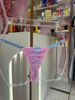Calcinha Fio renda pantera com azul claro