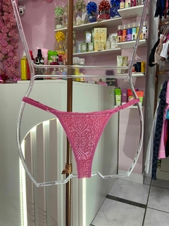 Calcinha Fio renda forrada rosa bliss