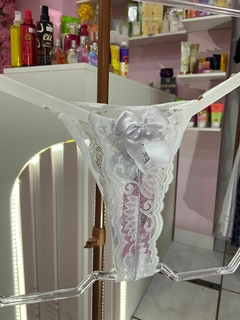 Calcinha Fio renda com laço branco
