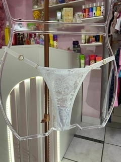 Calcinha Fio renda com laço branco - comprar online