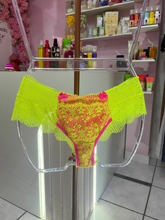 Calcinha Fio renda patricia Amarelo neon com pink neon