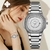 Relógio Feminino Quadrado com Strass Pulseira em Aço Inoxidavel Impermeavel