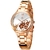 Relógio Feminino Moda Casual Design Elegante Flores Pulseira em Aço Inoxidável - loja online