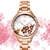 Imagem do Relógio Feminino Moda Casual Design Elegante Flores Pulseira em Aço Inoxidável