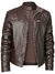 Casaco masculino de couro com zíper estilo jaqueta de motociclista. - comprar online