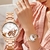 Relógio Feminino Moda Casual Design Elegante Flores Pulseira em Aço Inoxidável - comprar online