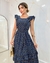 Imagem do Vestido Crepe Feminino Estampado de Floral Babado Ombro Casual