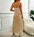 Vestido de Amarração Ombro Botão Fronta Bege Moda Casual - comprar online