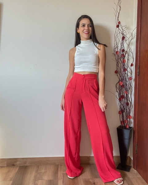 Calça Pantalona em Crepe Duna