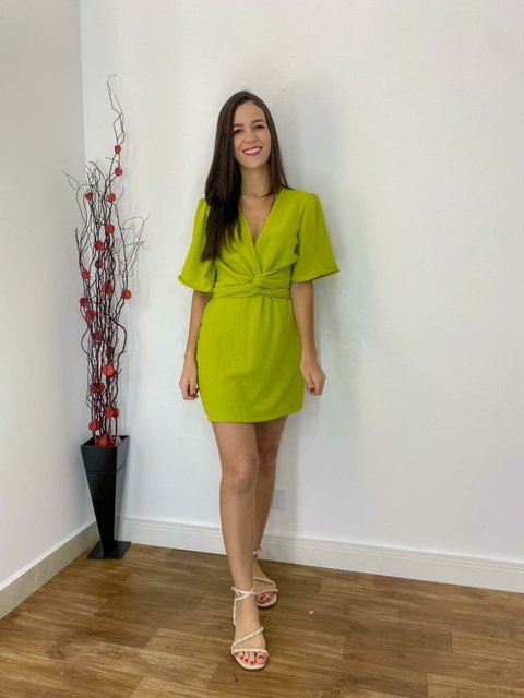 Vestido macaquinho Sofia em crepe duna