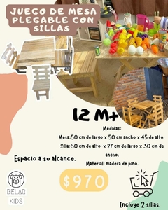 Juego de mesa plegable y sillas. Belar Kids