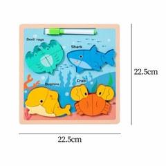 Rompecabezas y pintarron. Animales marinos
