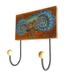 Cabideiro de parede pinus mandala floral 2 ganchos. - buy online
