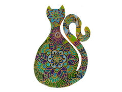 Gato decorativo pirogravado Mama Gipsy