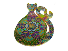 Gato decorativo pirogravado Mama Gipsy - Mama Gipsy