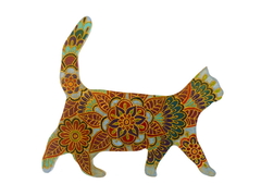 Gato decorativo pirogravado Mama Gipsy
