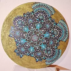 Mandala 60 Cm Pirogravada E Pintada a mão. na internet