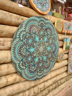 Mandala 60 Cm Pirogravada E Pintada a mão. - loja online