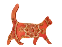Gato andando decorativo pirogravado Mama Gipsy