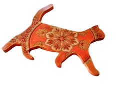 Gato andando decorativo pirogravado Mama Gipsy - loja online