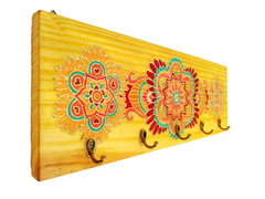 Porta Chaves mandala decorativo 5 ganchos Mama Gipsy Pinus.