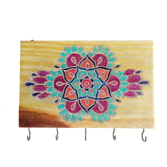 Porta Chaves mandala decorativo 5 ganchos Mama Gipsy Pinus