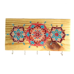 Porta Chaves mandala decorativo 5 ganchos Mama Gipsy Pinus.