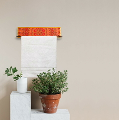 Porta toalha cozinha e banho mandala floral vermelho