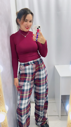 calça cargo flanela wid leg bordo