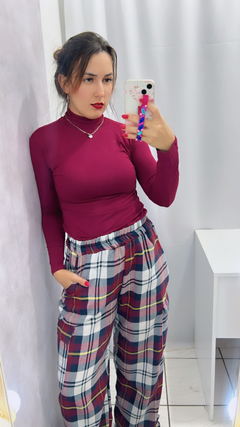 calça cargo flanela wid leg bordo - comprar online