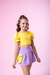 Coleção Glow Kids Saia cargo Lilas com amarelo