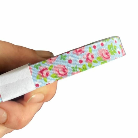 VIÉS FINO AZUL COM ROSINHAS REF:9811