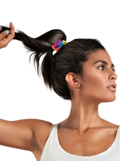Scrunchie de cetim fino pequeno - simples sem laço - coloridos e estampados - lacinho de cabelo de tecido