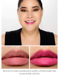 Batom Super Lustrous Glass Shine com Ácido Hialurônico, 022 Fuchsia Gleam - Revlon - Starlight Importados