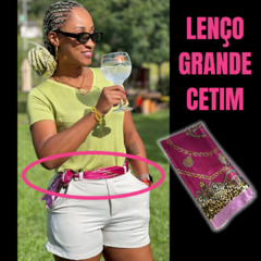 Lenço Grande | Rosa Pink/ Correntes/ Onça - comprar online