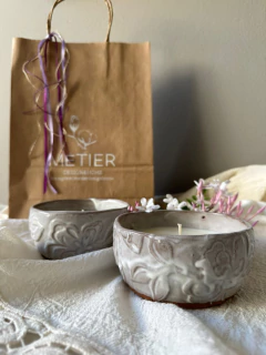 Cuenco flor con vela - metierhome