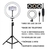 COMBO TRIPODE 2.1M C/ ARO DE LUZ 3 INTENSIDADES 26CM DINAX