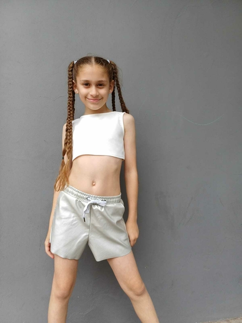 SHORT ECOCUERO PLATA PU STACY